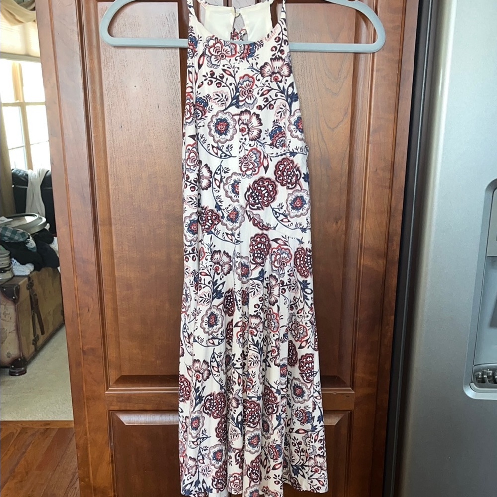Floral Sleeveless Dress - Cream and Red